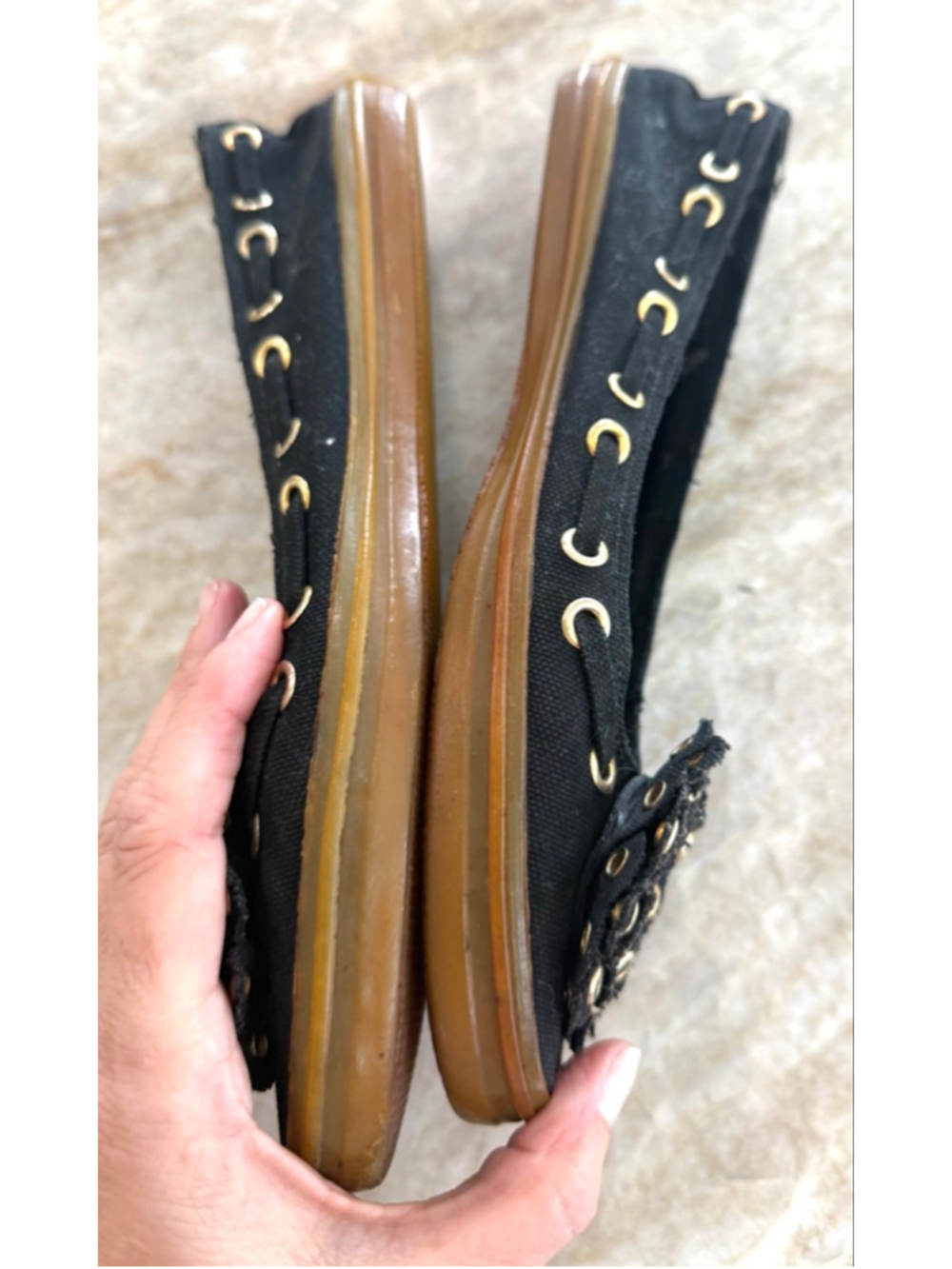 Yves Saint Laurent vintage Black & metallic Eyelet with floral Flats 8.5 - Picture 5 of 9
